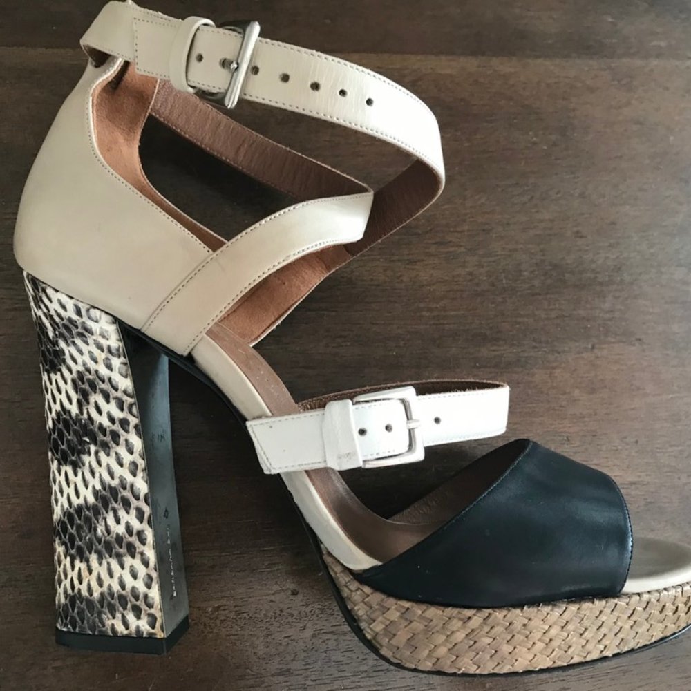 Barbara Bui Criss Cross Strap Snakeskin Heels 39